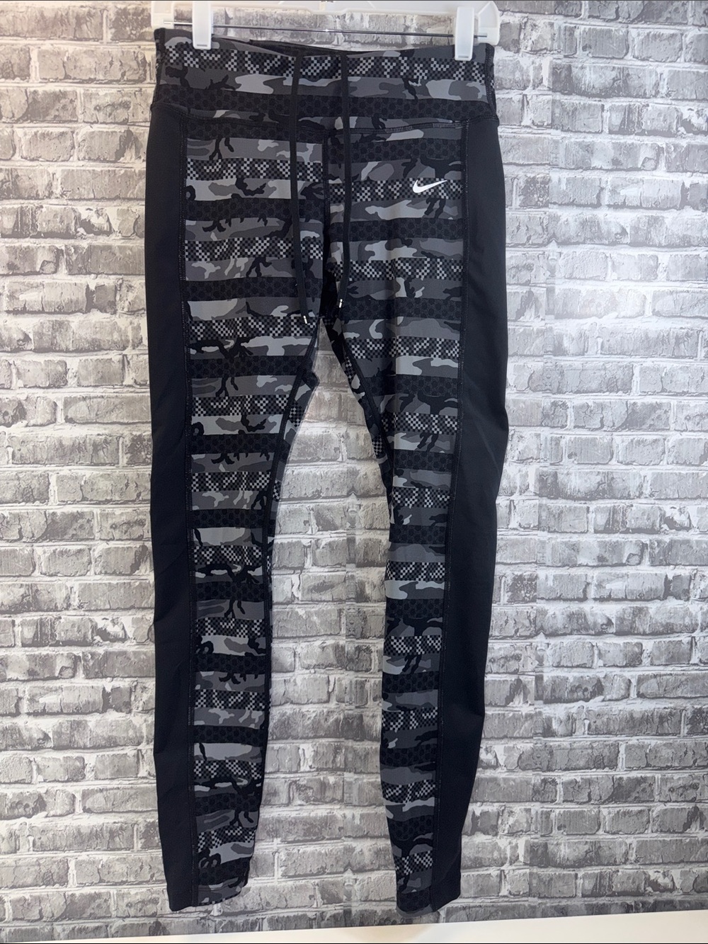 Nike Running Black & Gray Camo Performance Leggings